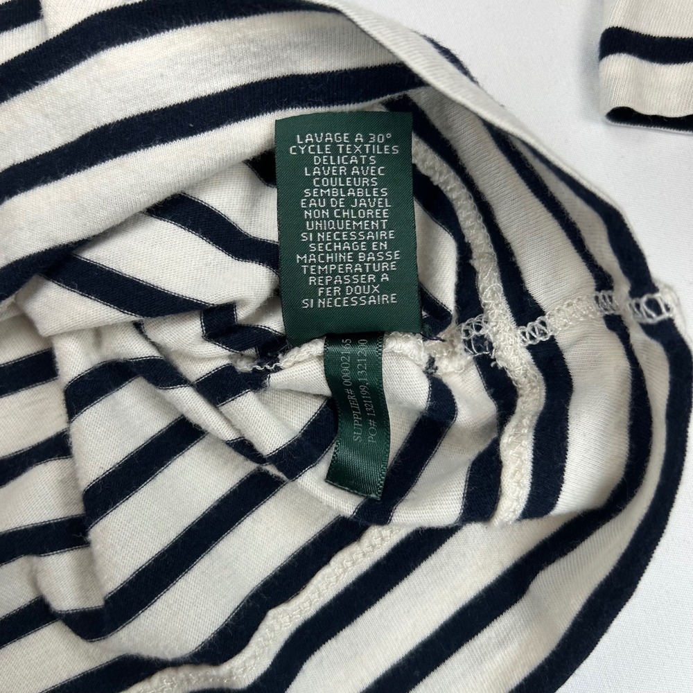 Lauren Ralph Lauren Jeans Co Navy White Striped Cotton Long Sleeve‎ Top XL - Picture 7 of 10